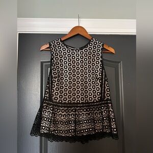 Black J.Crew lace peplum sleeveless blouse | size 8